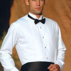 NEW 100% COTTON TUXEDO SHIRT WHITE FRENCH CUFF